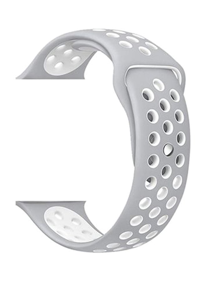 Generic - Siicone Strap For Apple Watch 42 mm Grey/White - Image 1