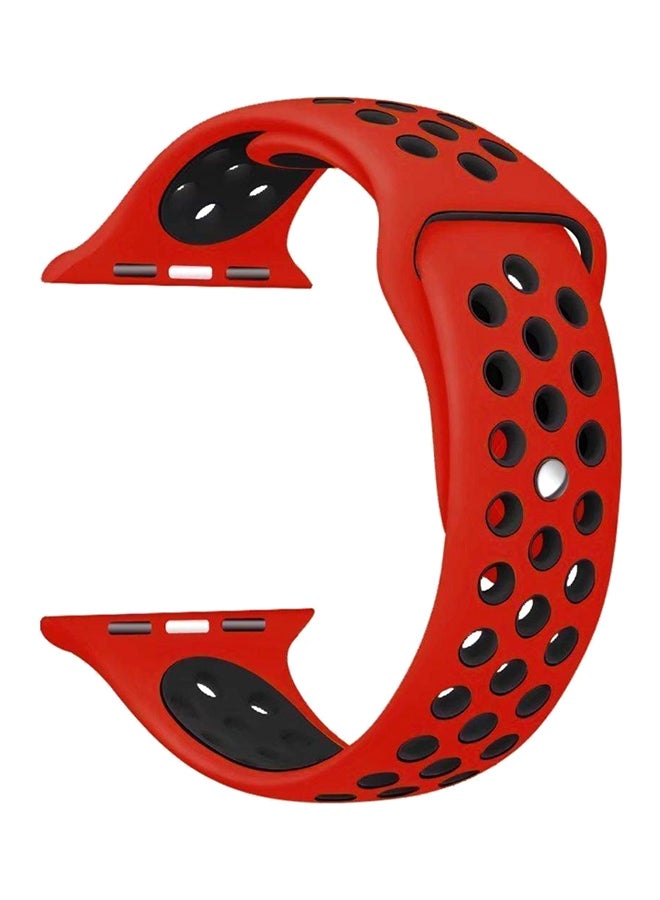 سوار من السيليكون لساعة ابل 38 ملليمتر أحمر وأسود