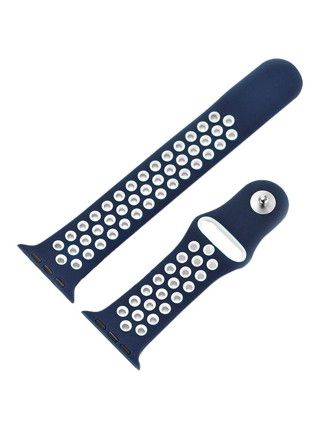 سوار من السيليكون لساعة أبل قياس 42 ملم طراز band-001805 أزرق/ أبيض أزرق وأبيض