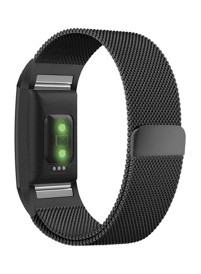 Silver Stainless Steel Band For Fitbit Charge 2 Black 