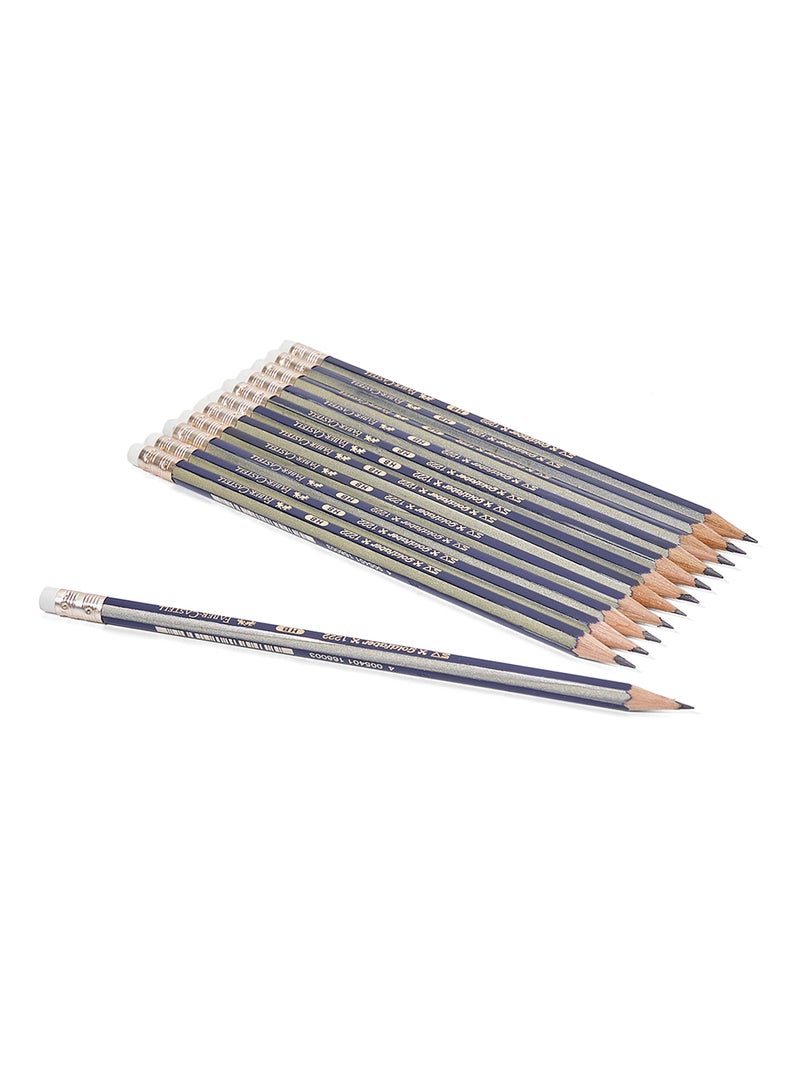 FABER-CASTELL - 12-Piece Goldfaber Pencil With Eraser Set Blue/White - Image 1