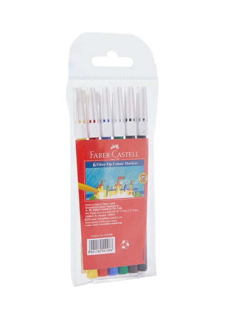 Faber-Castel Fiber-Tip Color Markers Set of 6  155106 Multicolour