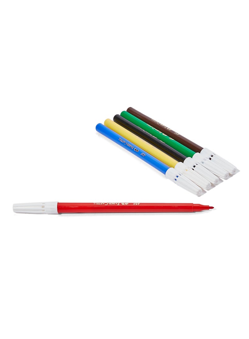 FABER-CASTELL - Faber-Castel Fiber-Tip Color Markers Set of 6  155106 Multicolour - Image 1