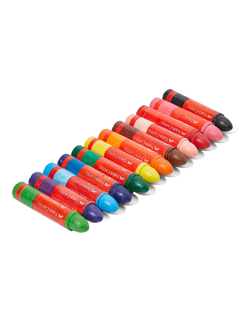 FABER-CASTELL - Faber-Castell-Wax Crayons 12 Colour 11*56 Mm 120042 Multicolour - Image 1