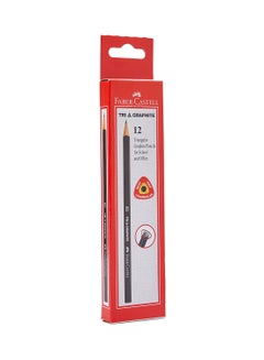 12-Piece Triangular Shaped Graphite HB Pencil Set Black/Red