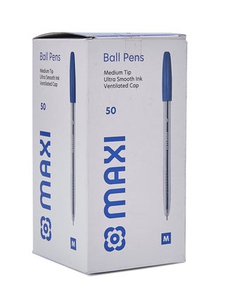 50-Piece Ballpoint Pen Set 1 mm Clear/Blue - v1535274716/N16177086A_1