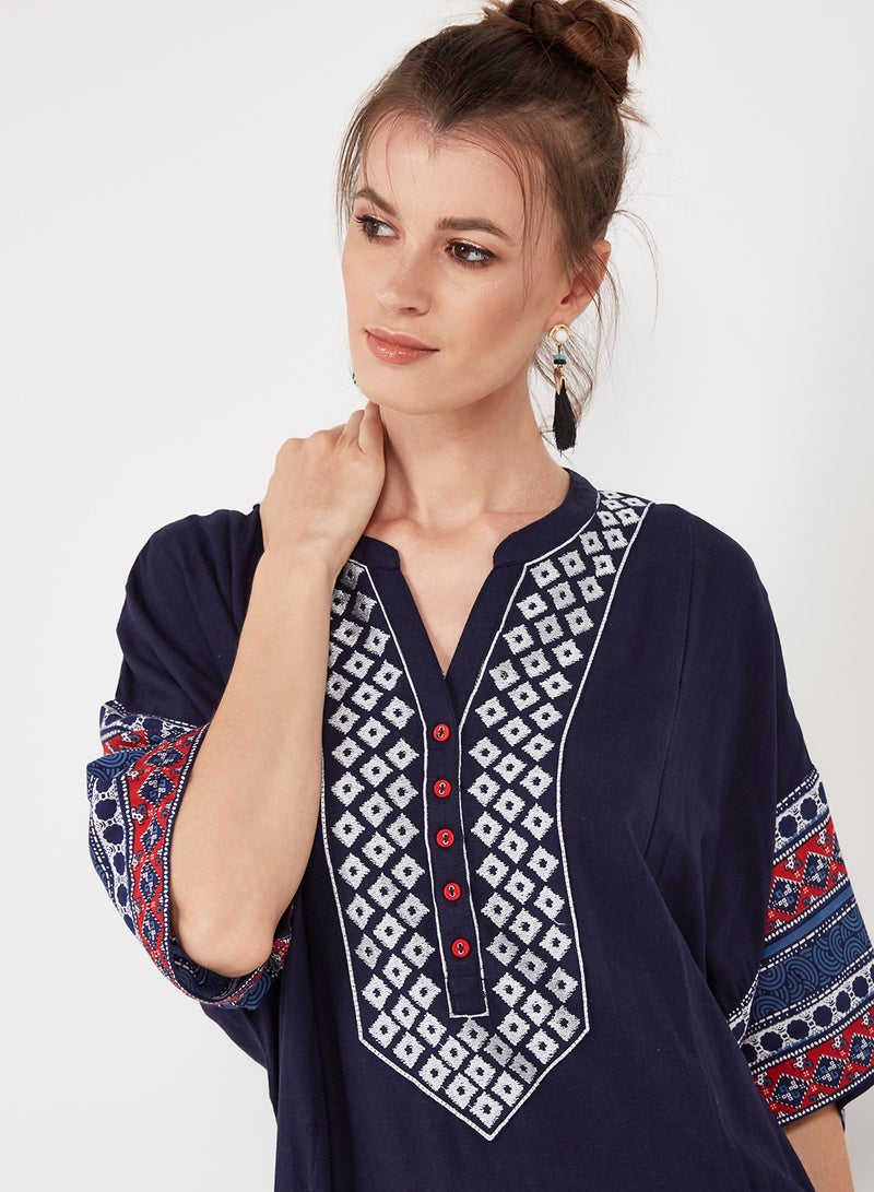 Geometric Print Inspired Jalabiya Multicolour