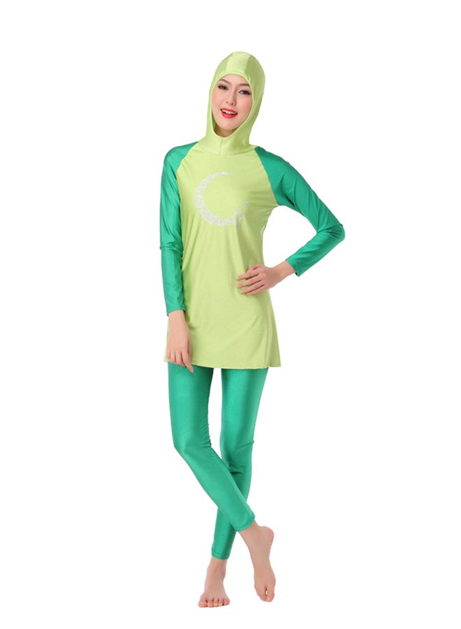 زي سباحة محتشم بأكمام طويلة مع حجاب طراز 1062910QQ لون أخضر/ أصفر أخضر/أصفر - Image 1
