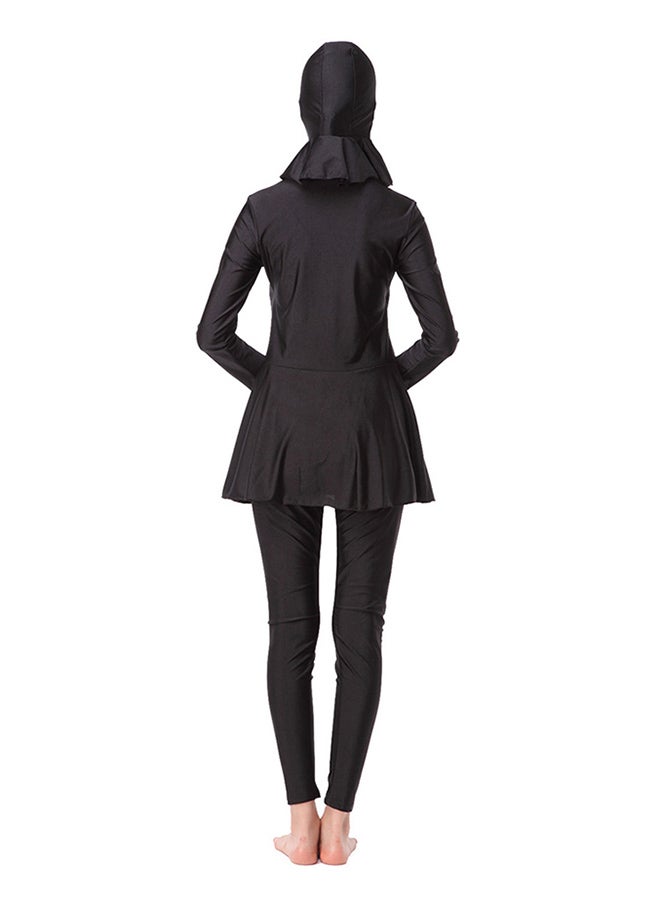 Modest Islamic 2-Pieces Connected Hijab Swimwear 1062915QQ Black/Purple - Image 2