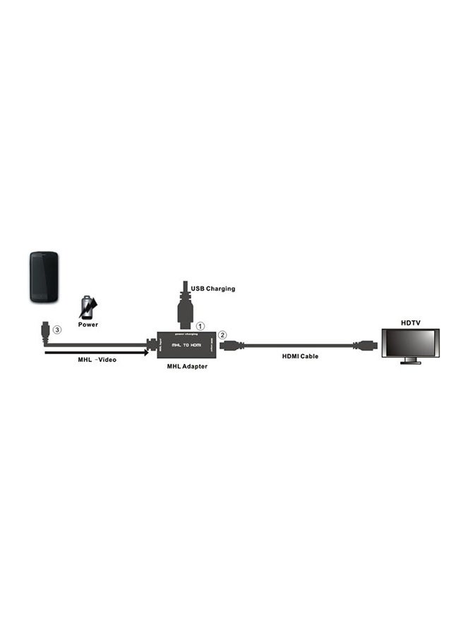 Generic - MHL Micro USB 11-Pin To HDMI Cable Adapter Black - Image 1