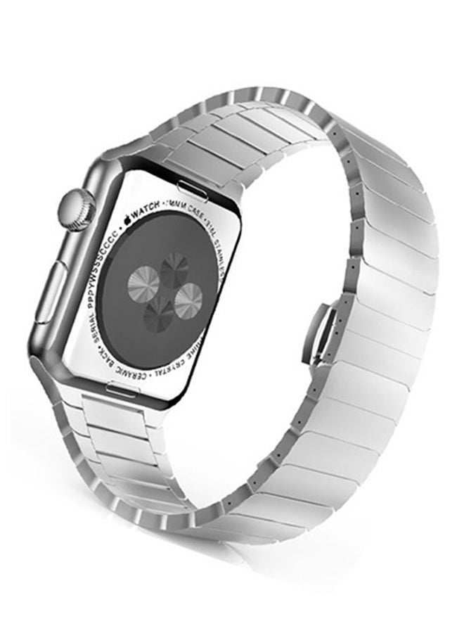 Replacement Strap With Ozone Screen Protector For Apple Watch Series 3/2/1 Silver