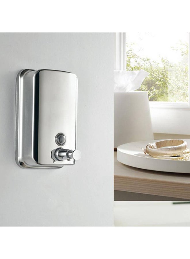 موزع صابون يدوي بسعة 500 مل يثبَّت بالحائط ومصنوع من الإِستانلس ستيل للاستخدام في الحمامات والمطابخ والفنادق فضي 15x5x9سم - Image 2