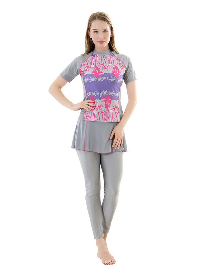 Casual Short Sleeves Arab Islamic Swimwear 1062909QQ Grey - Image 1