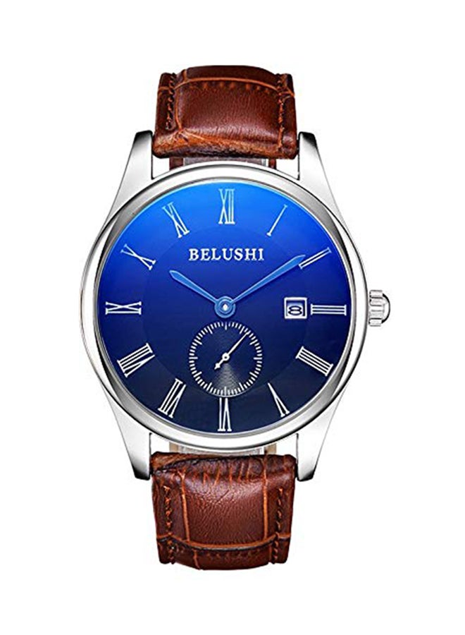 Belushi Men's Water Resistant Leather Analog Watch Belushi-01-BL_br - 40 mm - Brown 