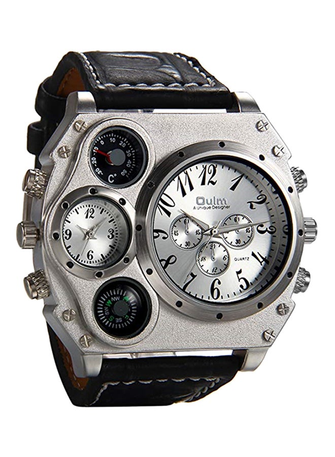 Oulm men Water Resistant Leather Analog Watch Oulm-04-W  - Image 1