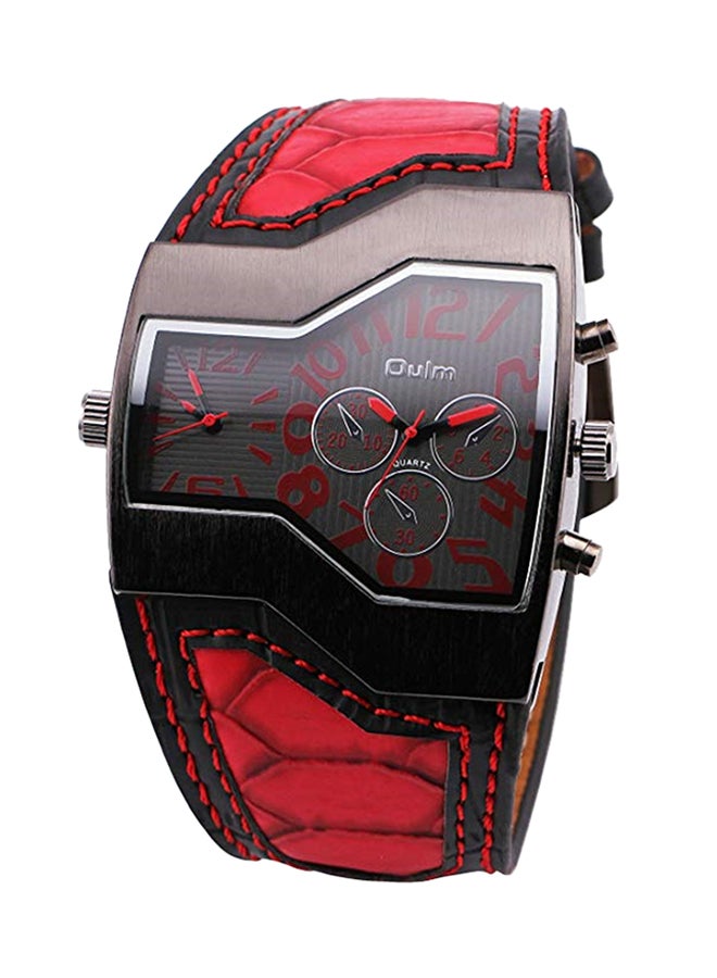 Men's Water Resistant Leather Analog Watch Oulm-06-RE - v1535366156/N16593769A_1