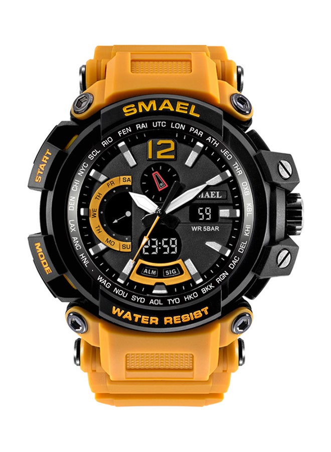 SMAEL Men's Water Resistant Rubber Analog & Digital Watch Smael-09-BR - 54 mm - Orange 