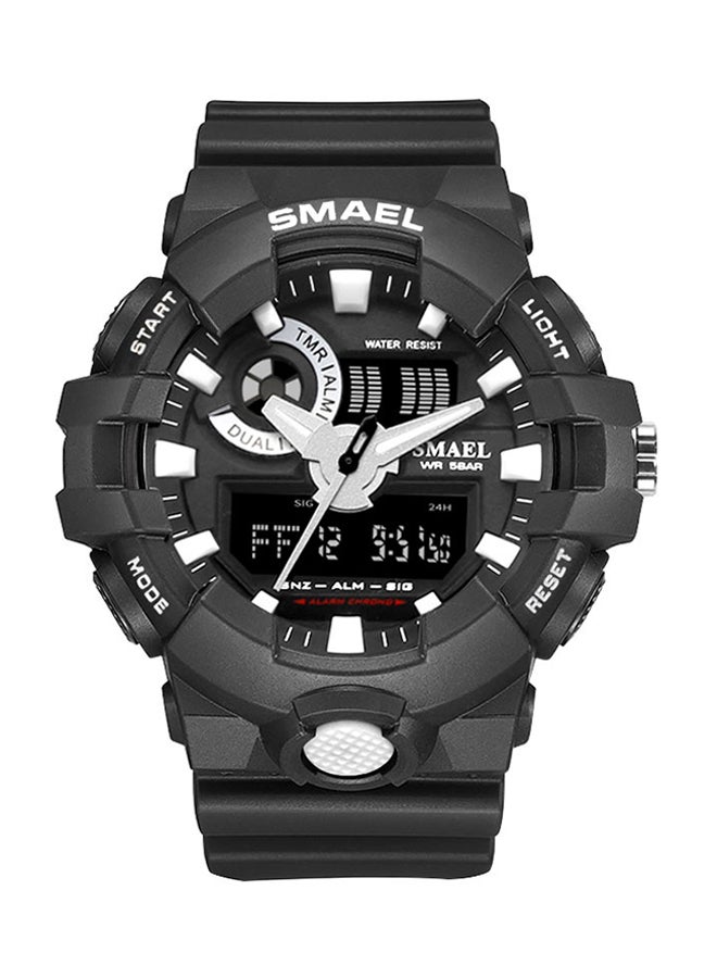 سميل ساعة يد عقارب ورقمية بسوار مطاطي مقاومة للماء طراز Smael-11-WH men - Image 1