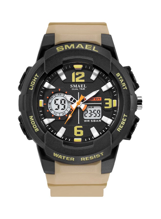 سميل ساعة يد رقمية + بعقارب مضادة للماء بسوار من الراتينج طراز Smael-16-KH