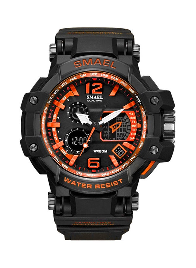 SMAEL Men's Water Resistant Rubber Analog+Digital Watch Smael-29-BLA-ORA 