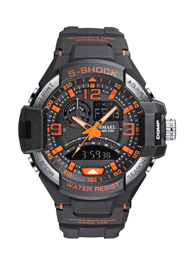 SMAEL Men's Water Resistant Rubber Analog+Digital Watch Smael-42-BLA-ORA 
