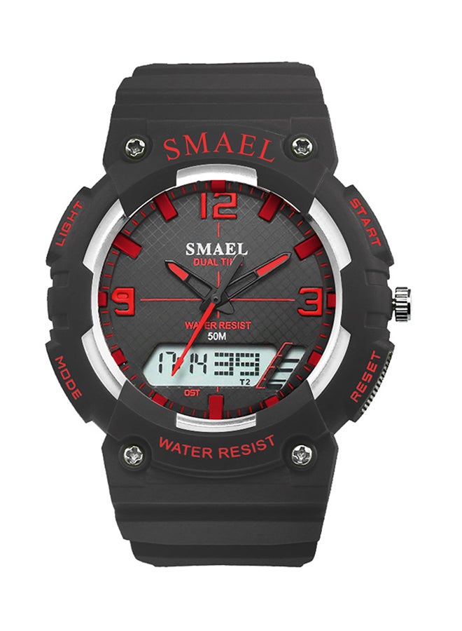 SMAEL - kids_unisex Water Resistant Rubber Analog+Digital Watch Smael-46-BLA-RED - Image 1