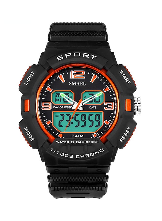 SMAEL boys Water Resistant Rubber Analog+Digital Watch Smael-47-ORA 
