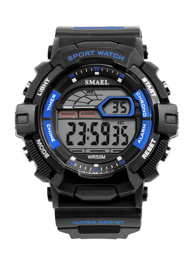 ساعة يد رقمية بسوار من الراتينج مقاومة للماء طراز Smael-53-BLU men