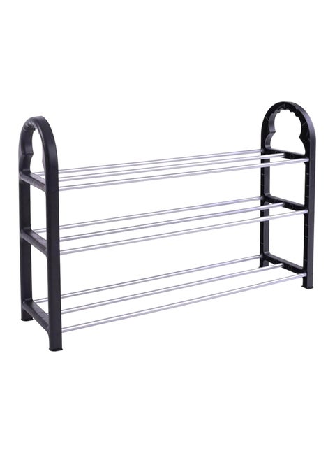 3-Layer Shoe Rack Silver/Black 65x19x44mm
