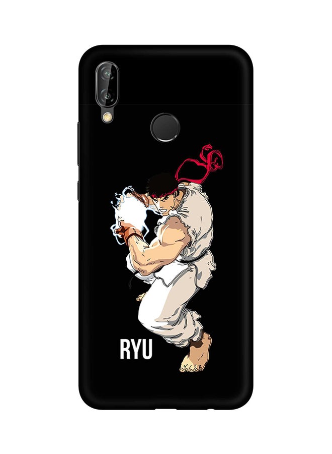 غطاء حماية واقٍ لهاتف هواوي نوفا 3 مزين بشخصية مقاتل الشوارع Ryu (أسود)