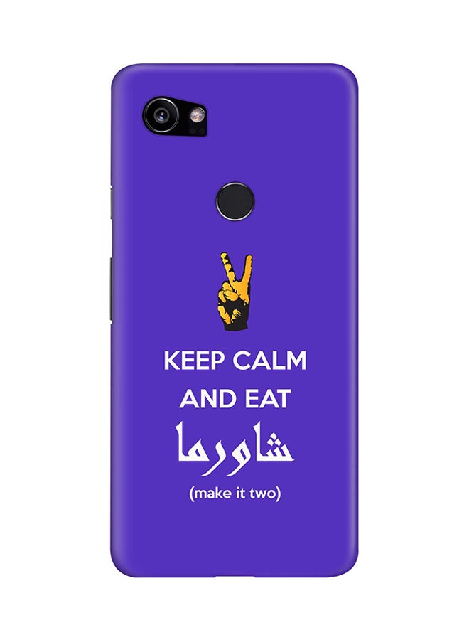 Stylizedd Protective Case Cover For Google Pixel 2 XL Keep Calm And Eat Shawarma (Blue)
