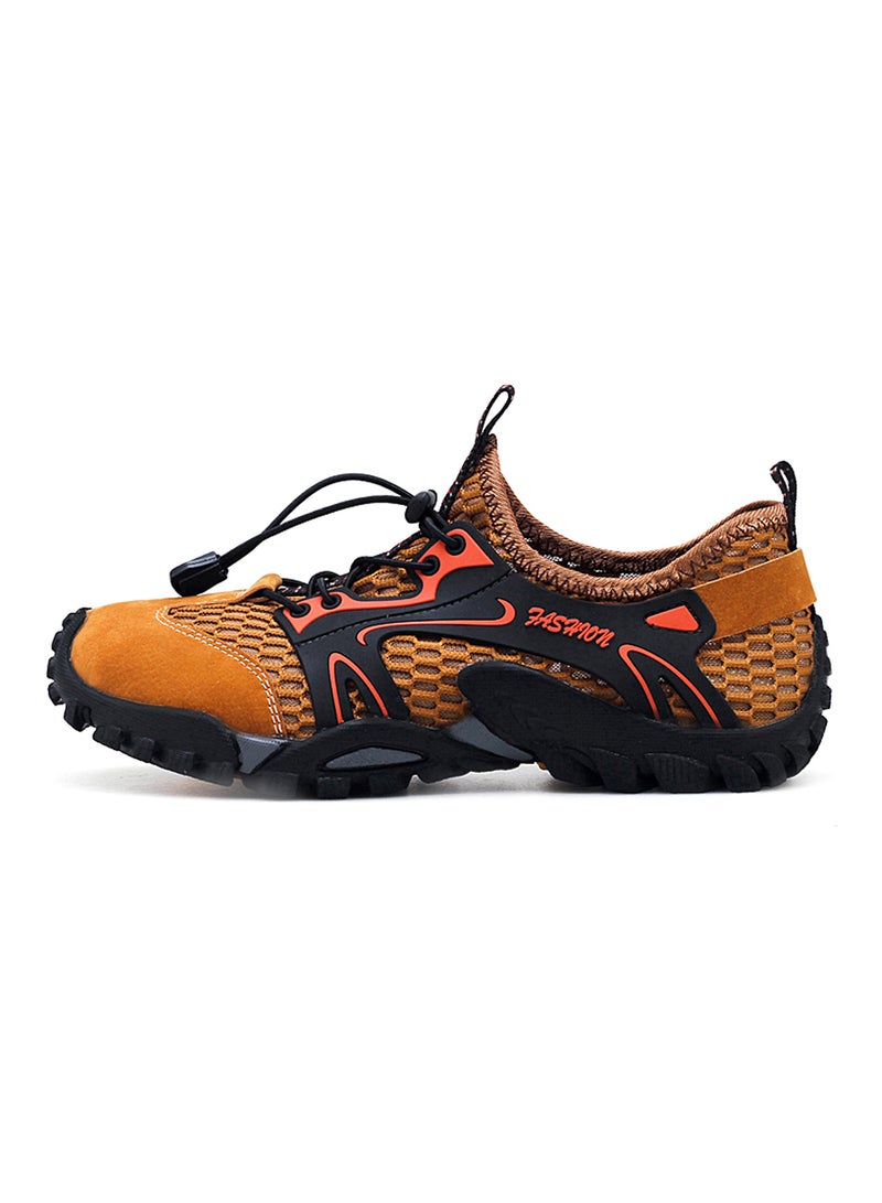 Boating Anti-Slip Lace-Up Hiking Shoes Khaki - Image 1