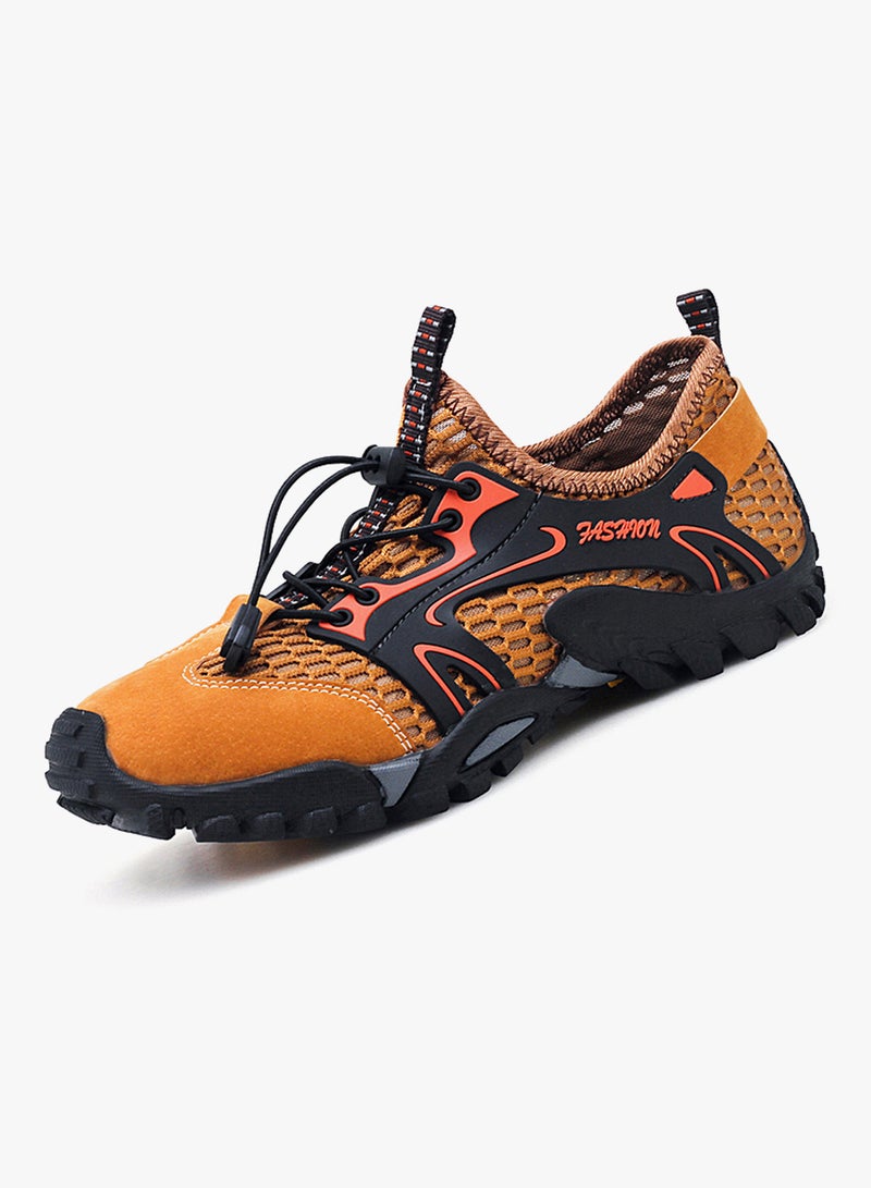 Boating Anti-Slip Lace-Up Hiking Shoes Khaki - Image 2