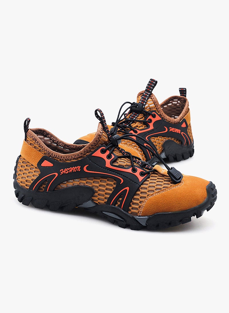 Boating Anti-Slip Lace-Up Hiking Shoes Khaki - Image 4
