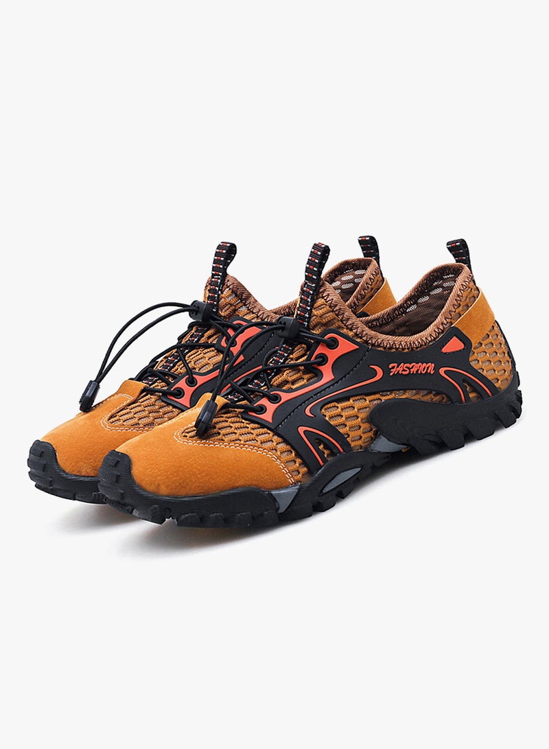Boating Anti-Slip Lace-Up Hiking Shoes Khaki - Image 3