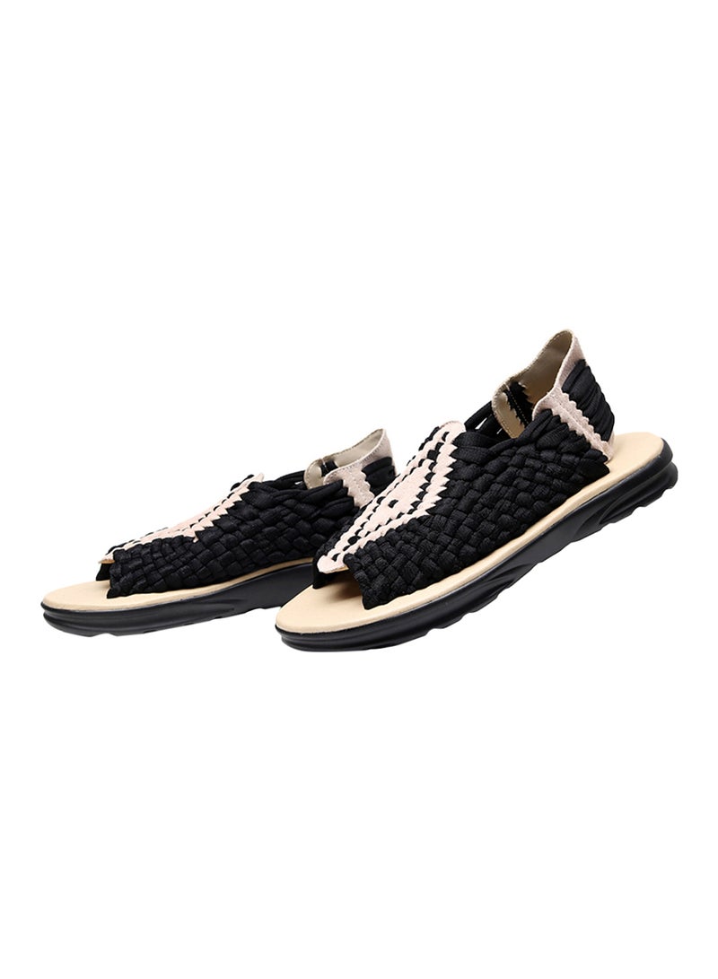 2018 Summer Braided Anti Flip Flat Sandals Black/Beige  - Image 1
