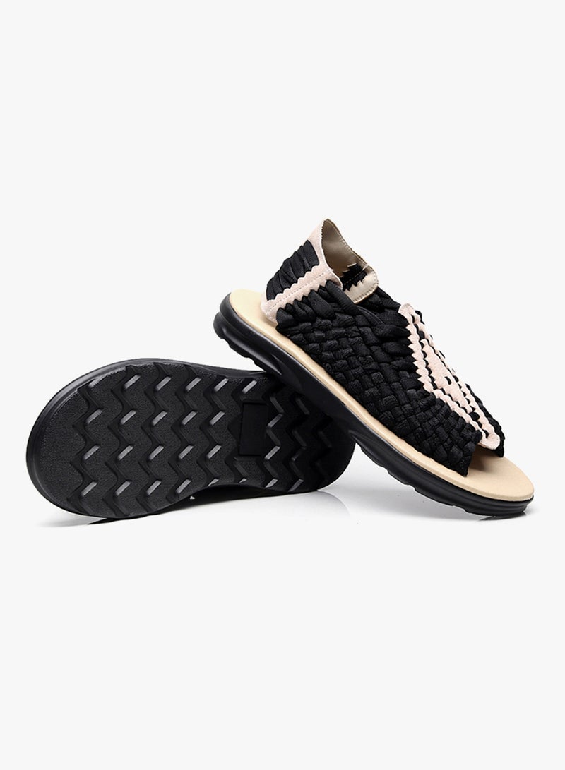 2018 Summer Braided Anti Flip Flat Sandals Black/Beige  - Image 2