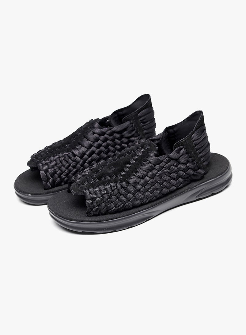 2018 Summer Braided Anti Flip Flat Sandals Black  - Image 3