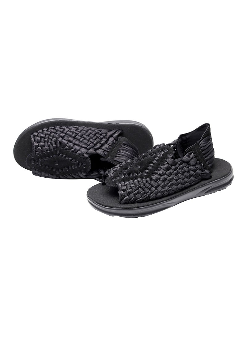 2018 Summer Braided Anti Flip Flat Sandals Black  - Image 4