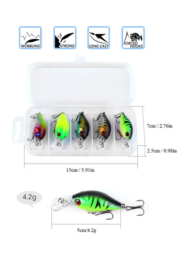 TOMSHOO 5 Piece Artificial Fishing Lure With Treble Hooks Set 67.3grams  - Image 5