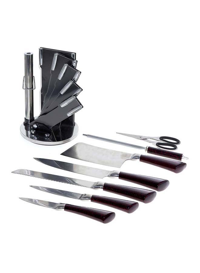 لي يينج طقم سكاكين من 8 قطع مع حامل دوار أسود/ فضي 15x17x36سم - Image 2