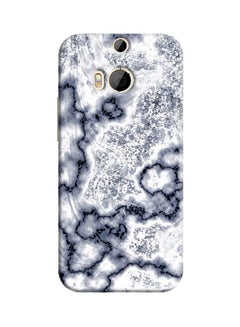 Protective Hard Case Cover For HTC One M8 Blackish-Inky Blue Veins White Dust Granite