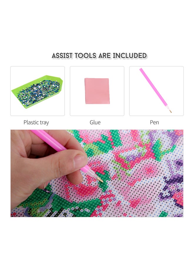 ANSELF Flower Resin Rhinestone Mosaic Cross Stitch Wall Decor Multicolour 25x25cm - Image 3