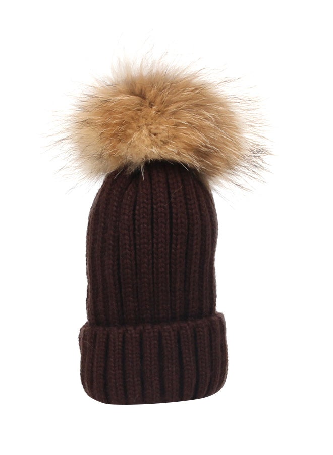 Crochet Wool Knit Hemming Warm Cap HL082 Coffee 