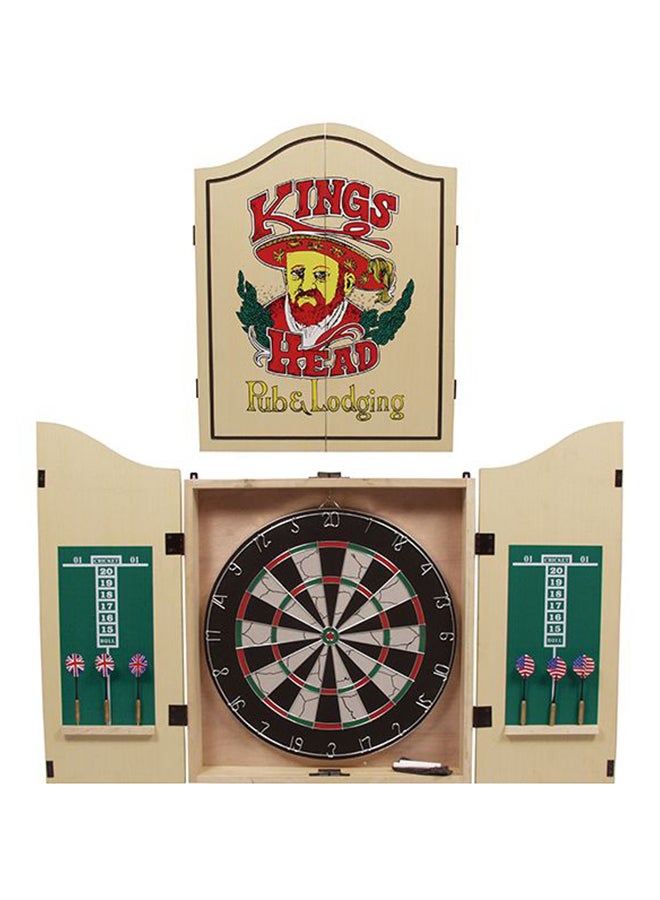 Kings Head Dartboard Cabinet Set 18inch - Image 1