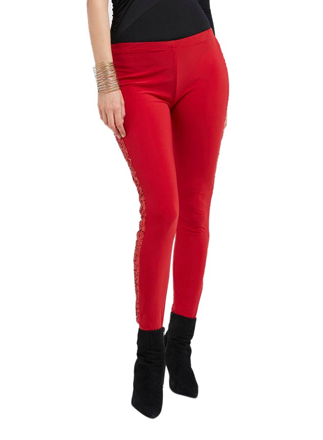 Golden Apple Sequin Detailed Tights Red  - Image 1