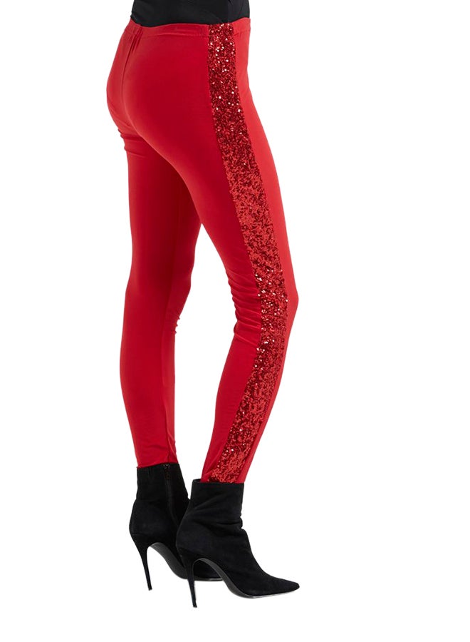 Golden Apple Sequin Detailed Tights Red  - Image 2