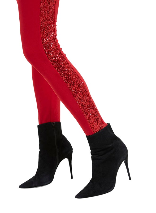 Golden Apple Sequin Detailed Tights Red  - Image 4