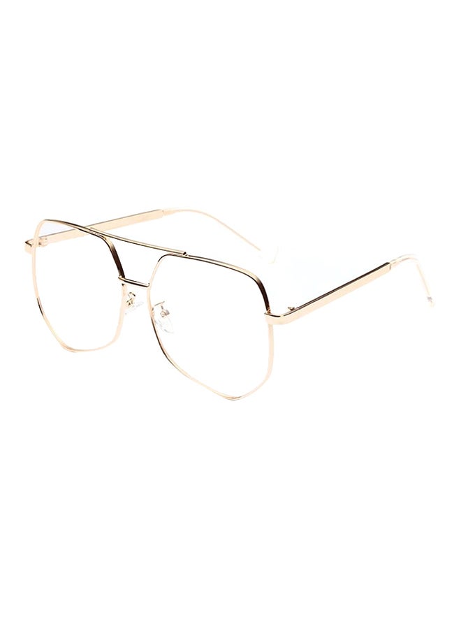 hikulity Women's Metal Polygon Gold Frame Clear Lens Sunglasses  - Image 1