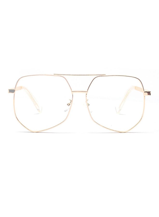 hikulity Women's Metal Polygon Gold Frame Clear Lens Sunglasses  - Image 2